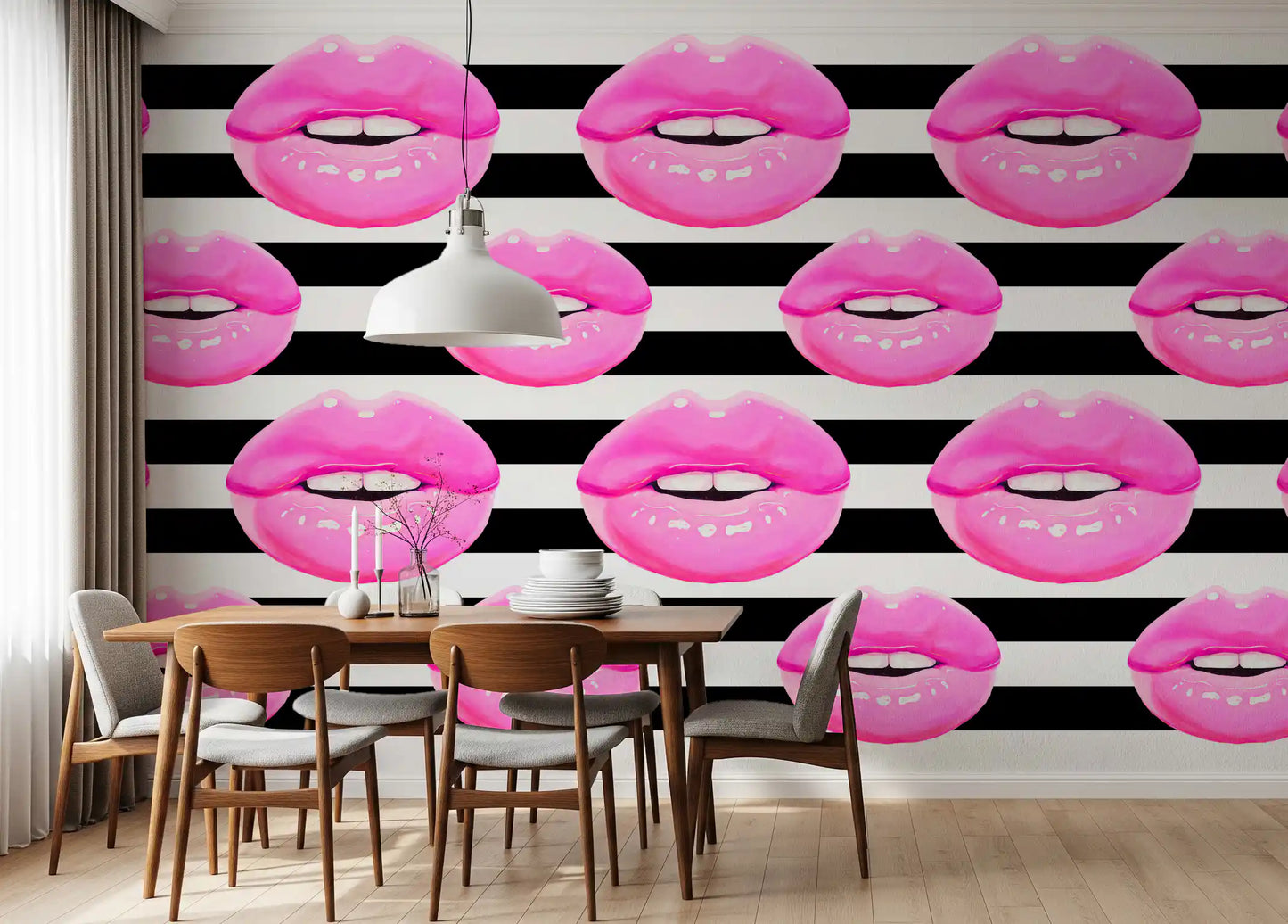 Pop Kiss Stripes Wall Mural