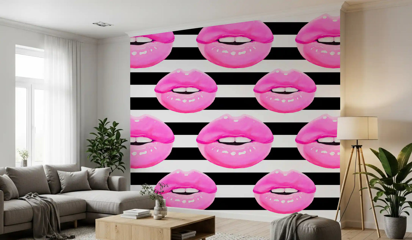 Pop Kiss Stripes Wall Mural