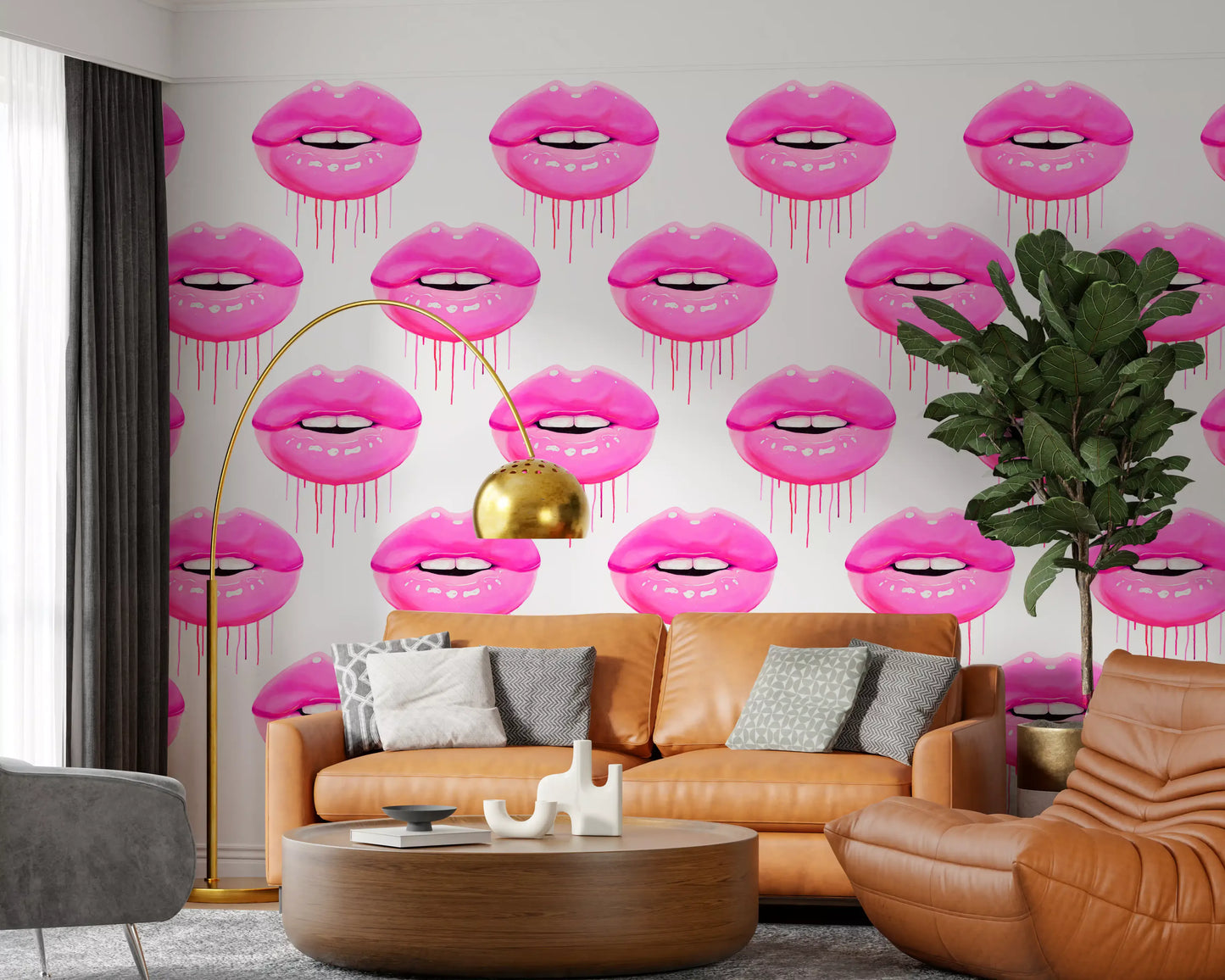 Fuchsia Kiss Pop Pattern Wall Mural