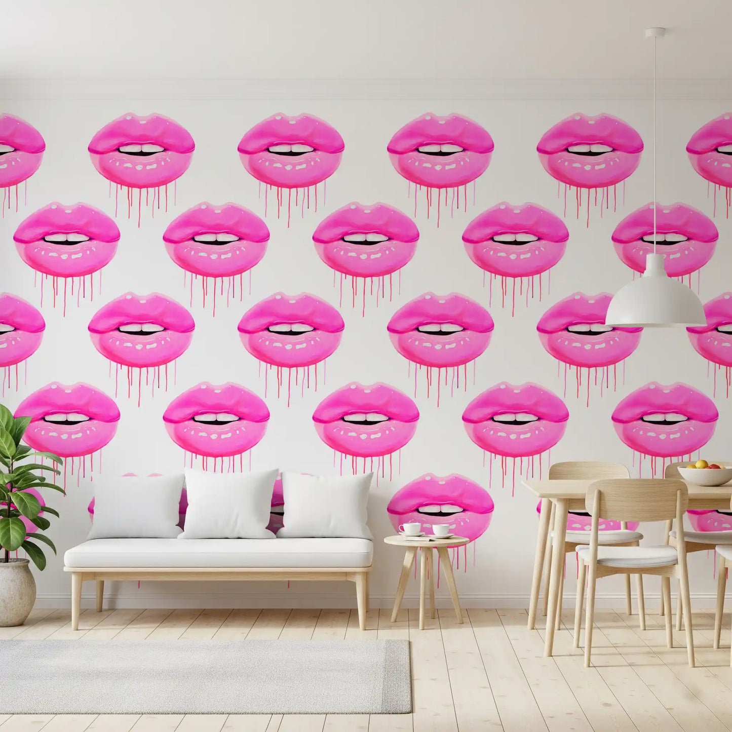 Fuchsia Kiss Pop Pattern Wall Mural