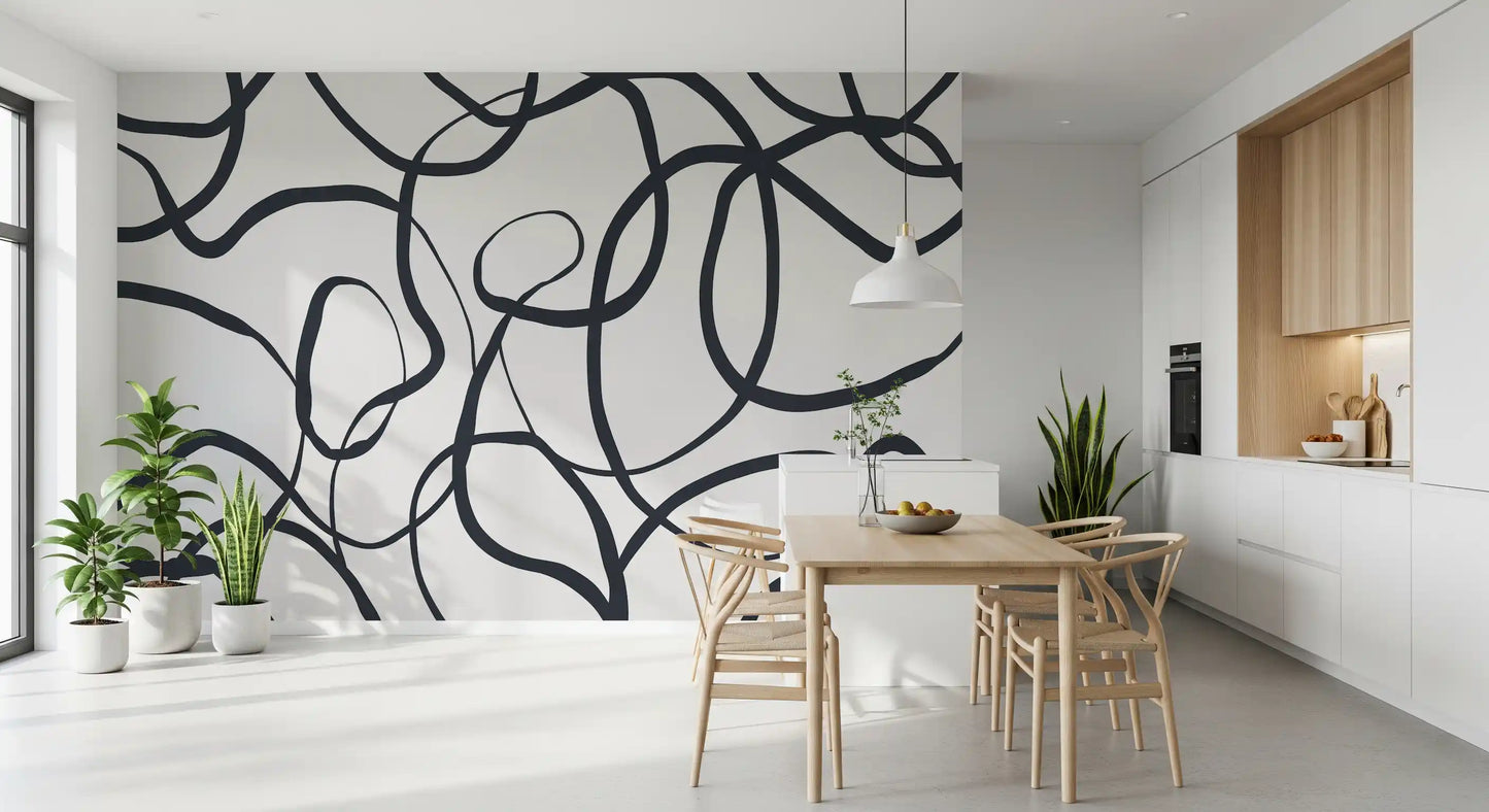 Intersecting dark Lines wall mural for modern residential dining area., GD10297