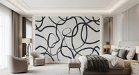Minimal dark winding patterns with continuous Abstract curves wall mural., GD10297