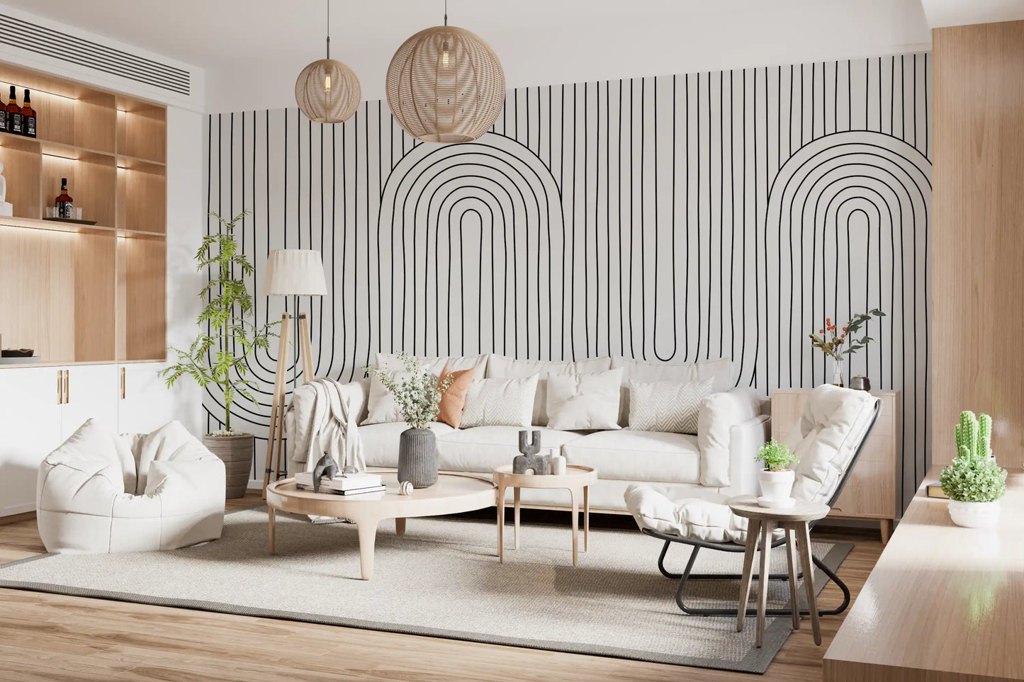 Linear Rhythm Arches Wall Mural