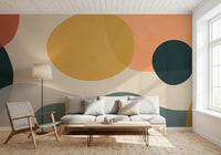 Abstract Earth Forms Wall Mural showing flat geometric painted shapes., GD10302