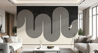 Dynamic graphic wave wall mural for a minimalist living room., GD10303