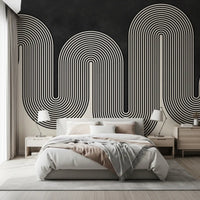 Mid-century modern groovy wall mural suitable for a minimalist bedroom., GD10303