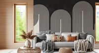 Groovy Arch Waves Wall Mural for a bold geometric hallway interior., GD10303