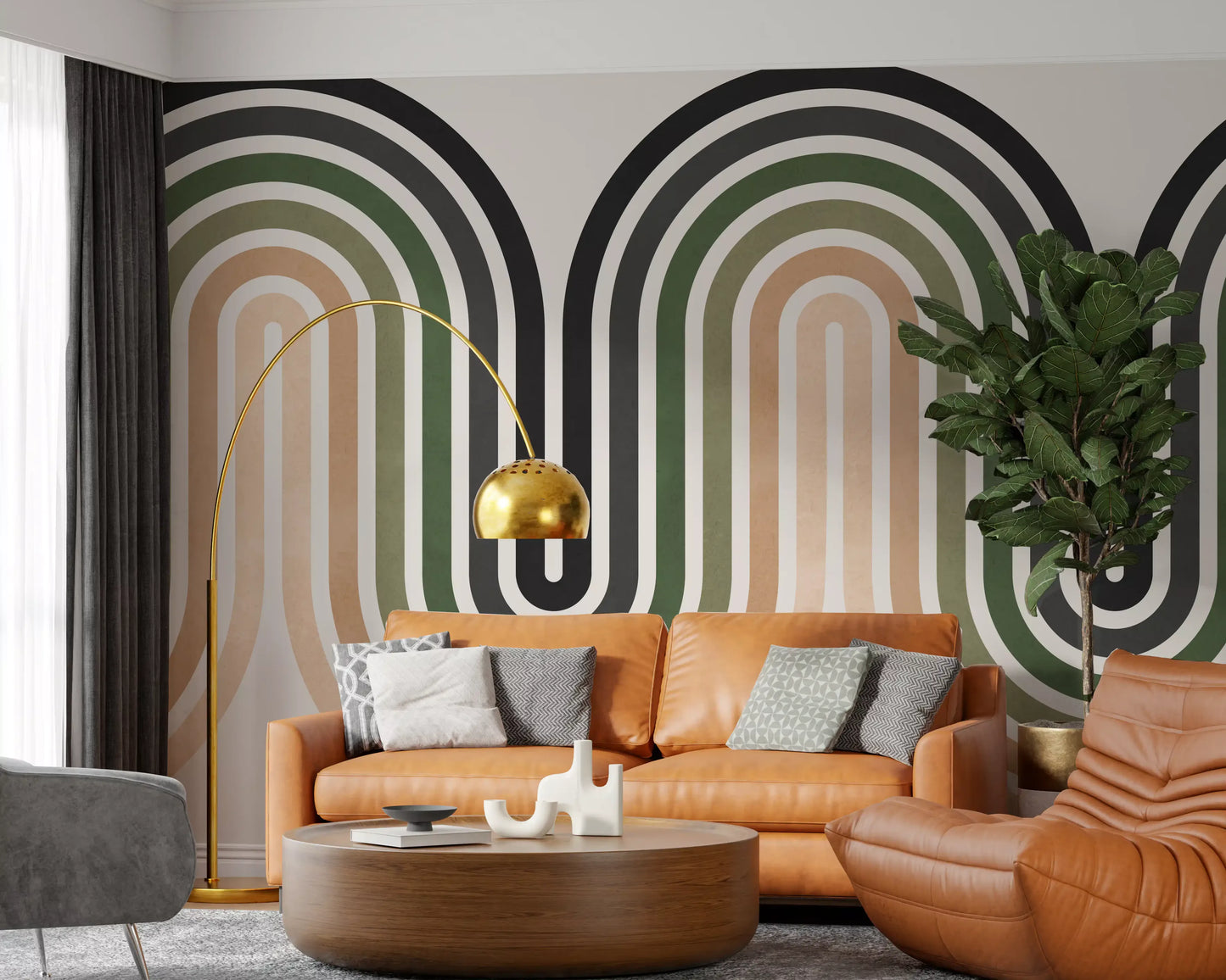 Organic Rhythm Curves Wall Mural