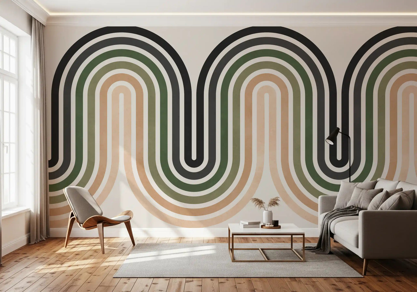 Organic Rhythm Curves Wall Mural
