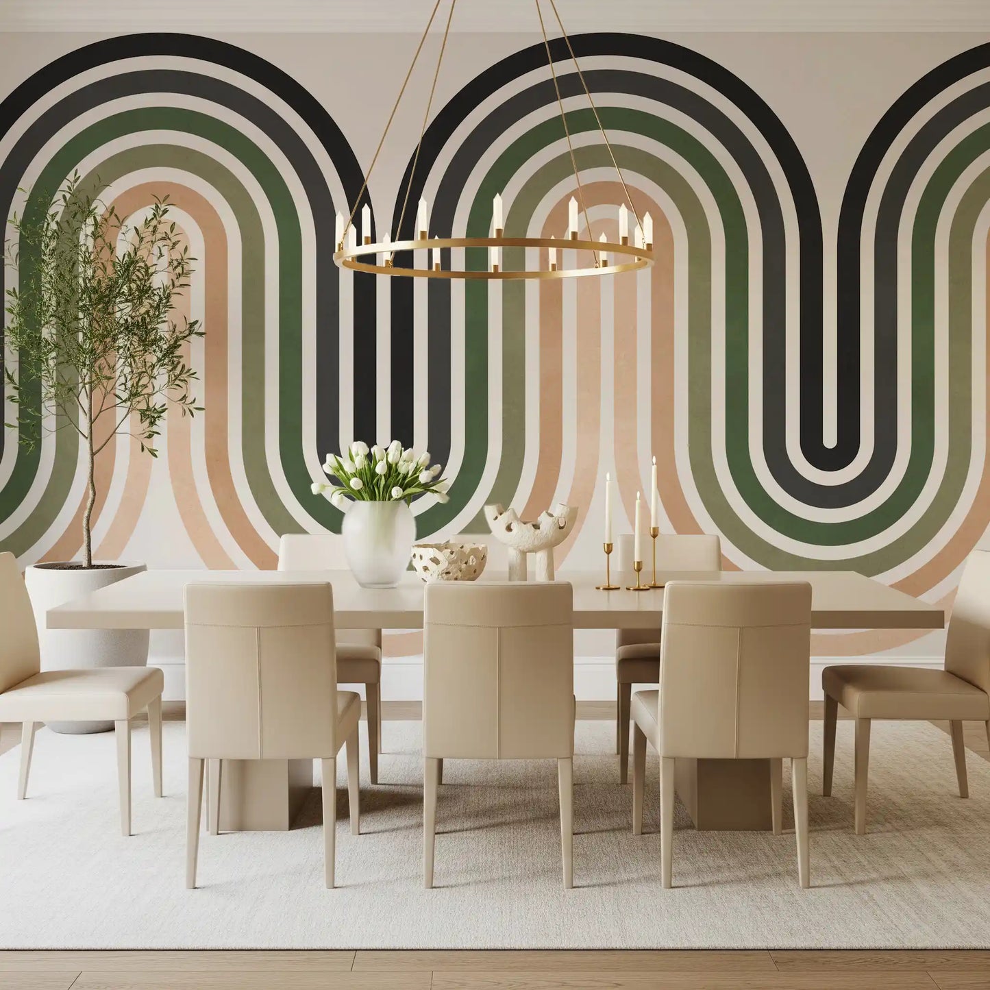 Organic Rhythm Curves Wall Mural