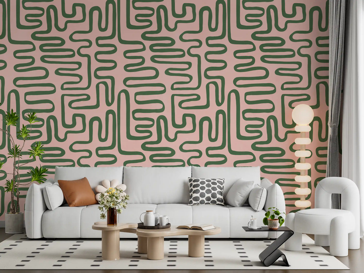 Soft Flow Maze Wall Mural