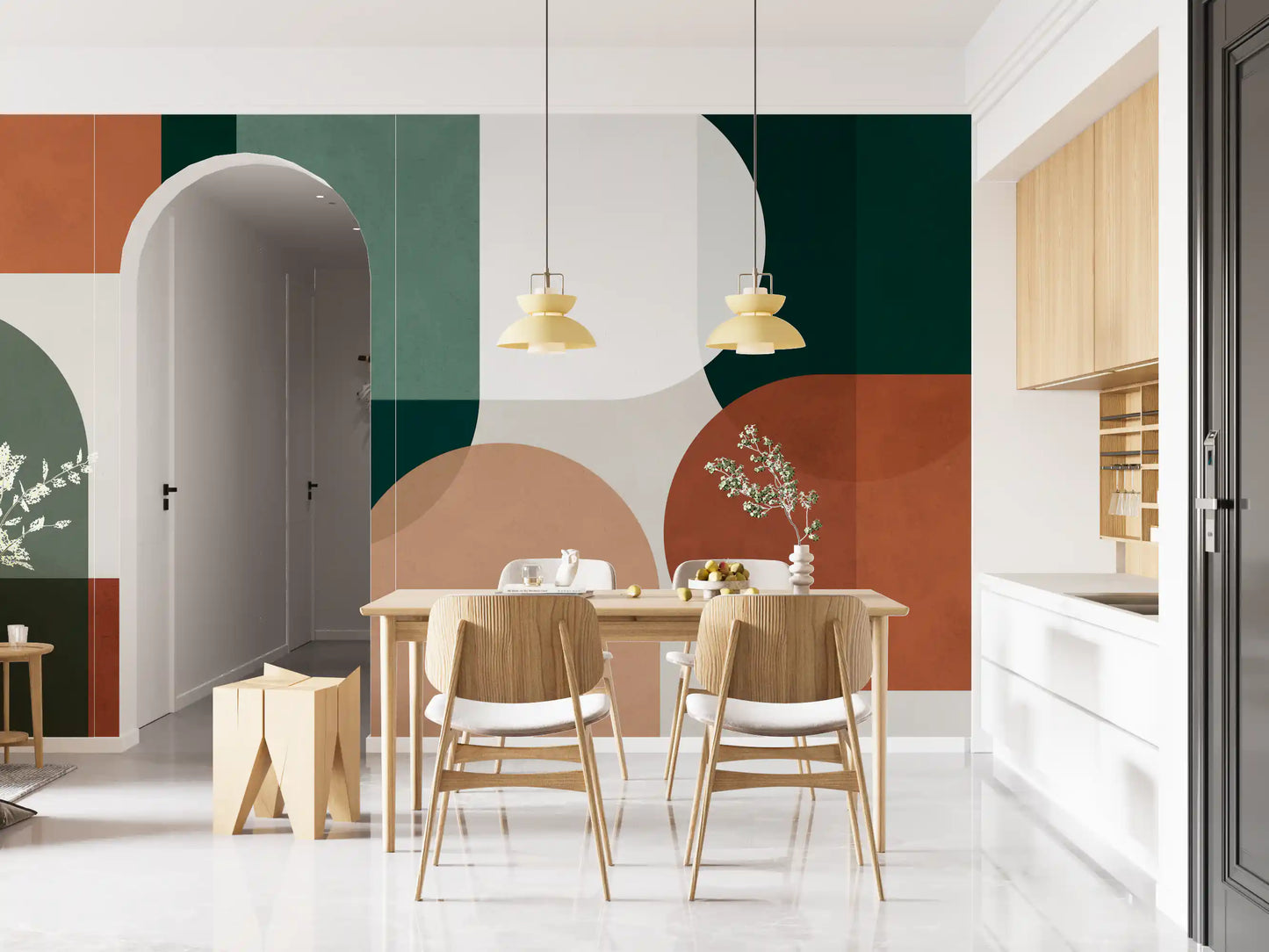 Modernist Earthy Geometry Wall Mural