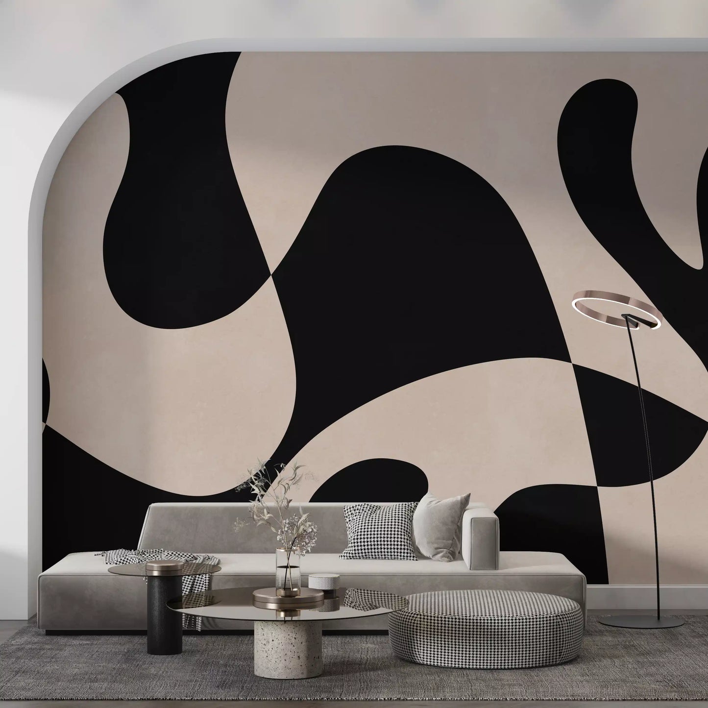 Organic Flow Monochromatic Wall Mural