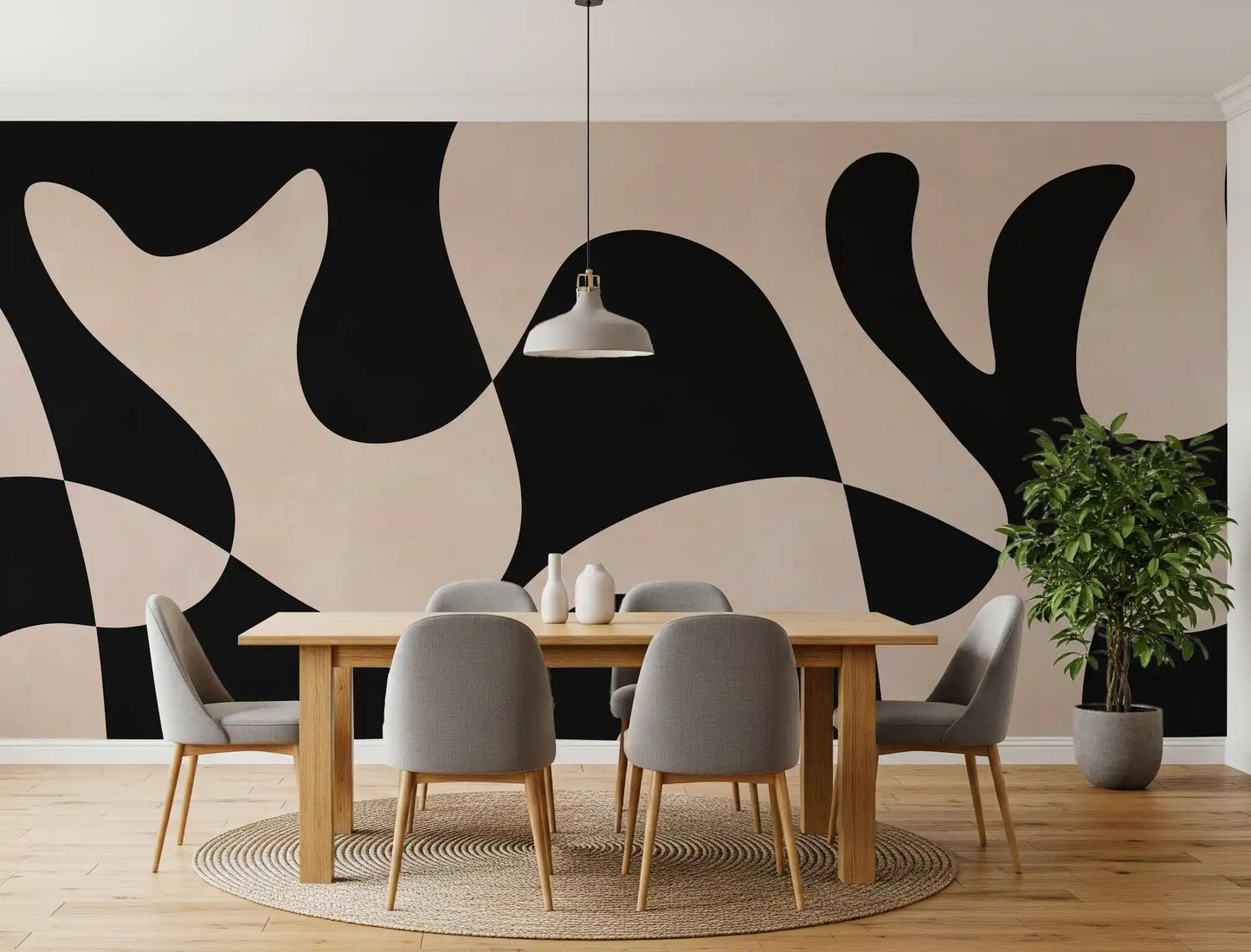 Organic Flow Monochromatic Wall Mural