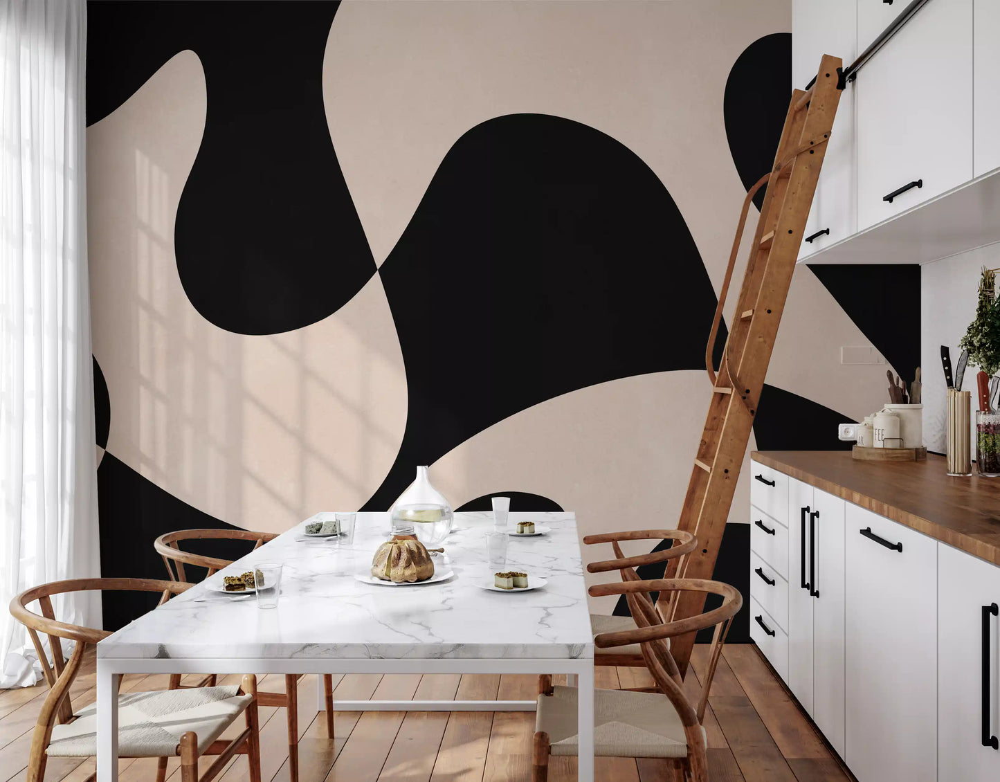 Organic Flow Monochromatic Wall Mural