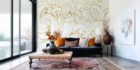 Abstract golden baroque style swirls wall mural for luxurious interior styling, GD10316