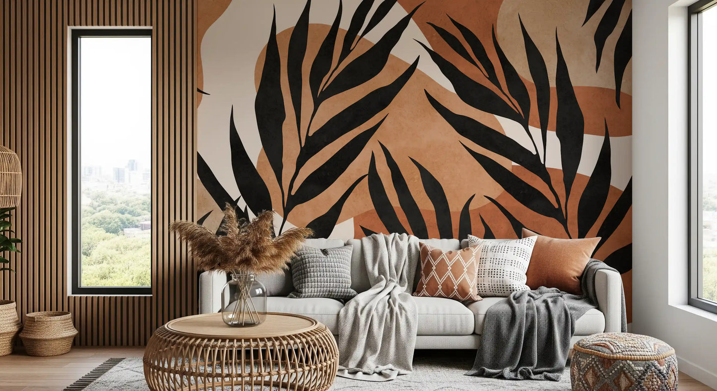 Boho Leaf Flow Wall Mural
