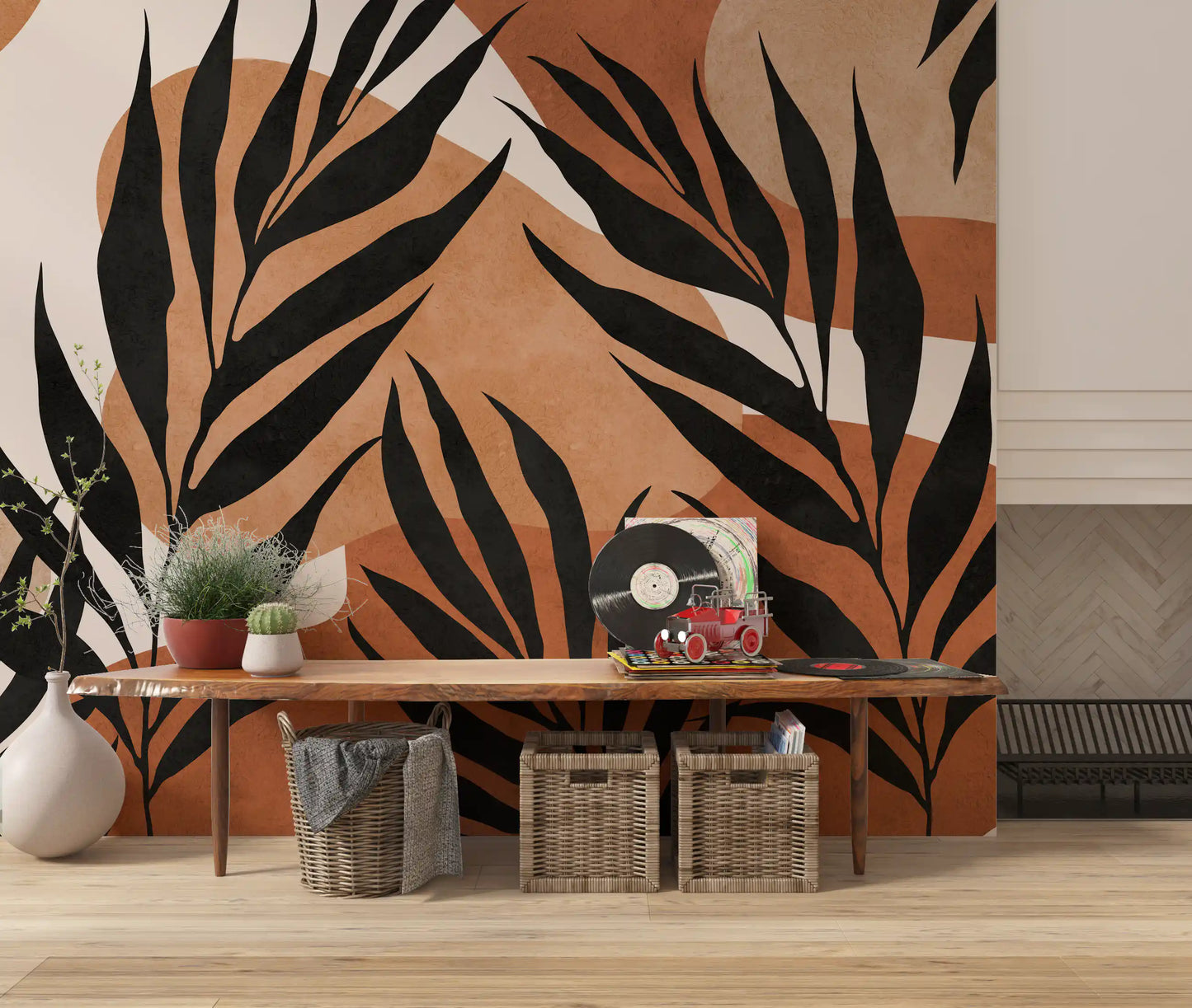 Boho Leaf Flow Wall Mural