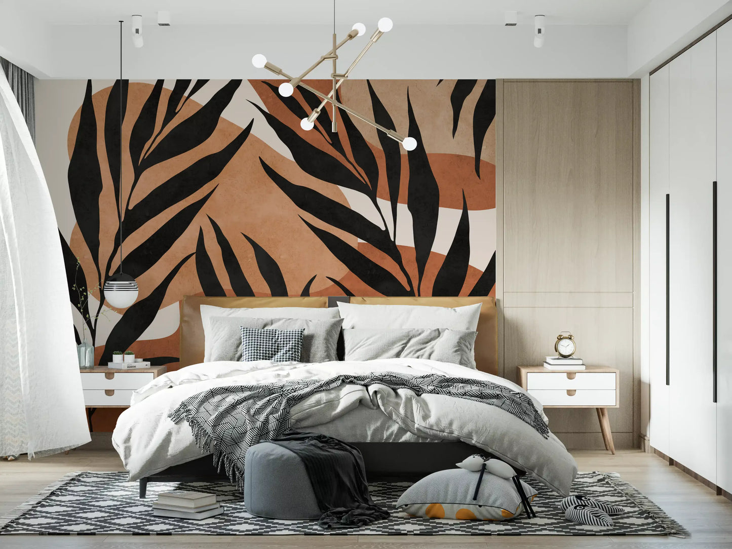 Boho Leaf Flow Wall Mural