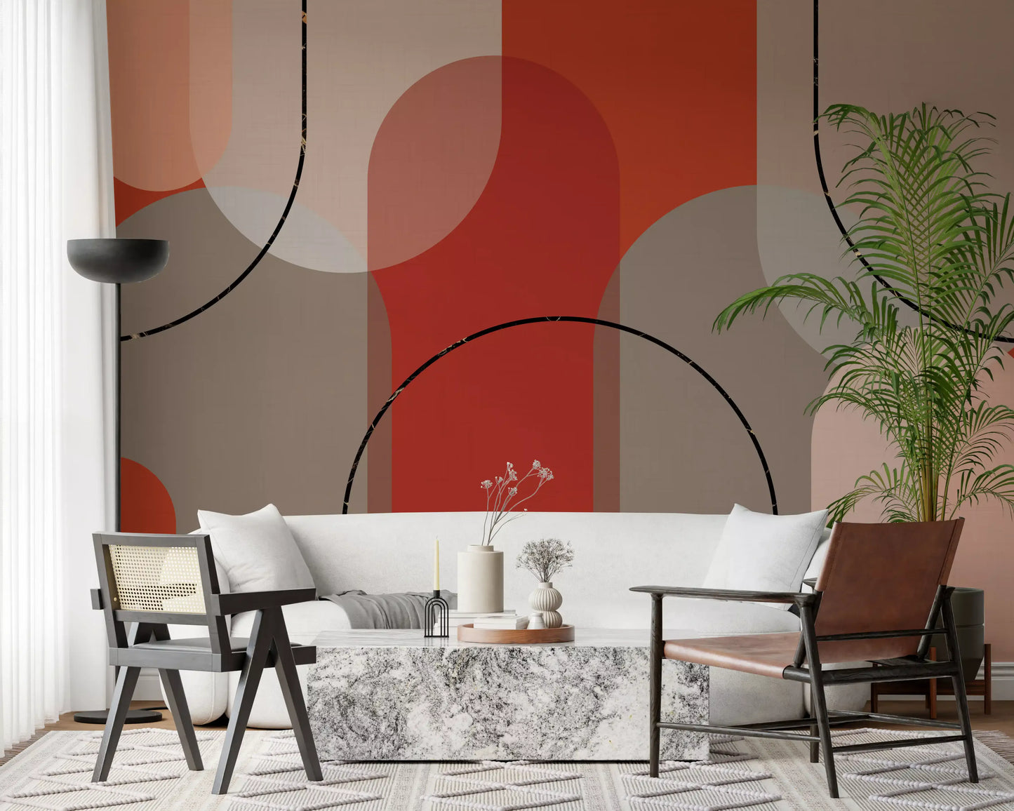 Bold Earthen Curves Wall Mural
