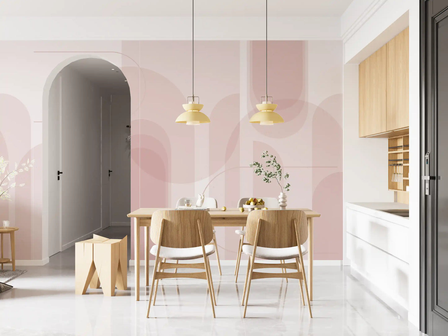 Blush Arc Flow Wall Mural