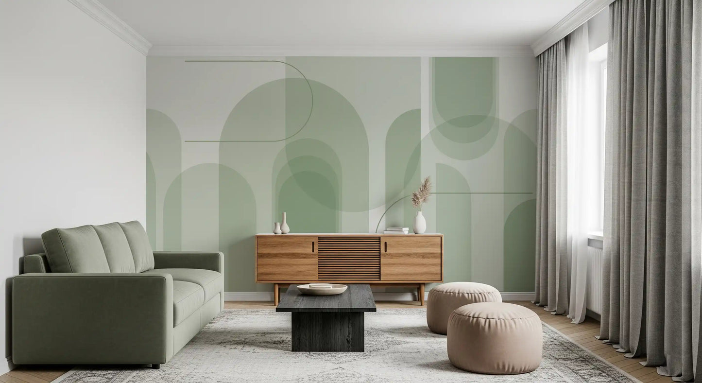 Sage Serenity Arches Wall Mural