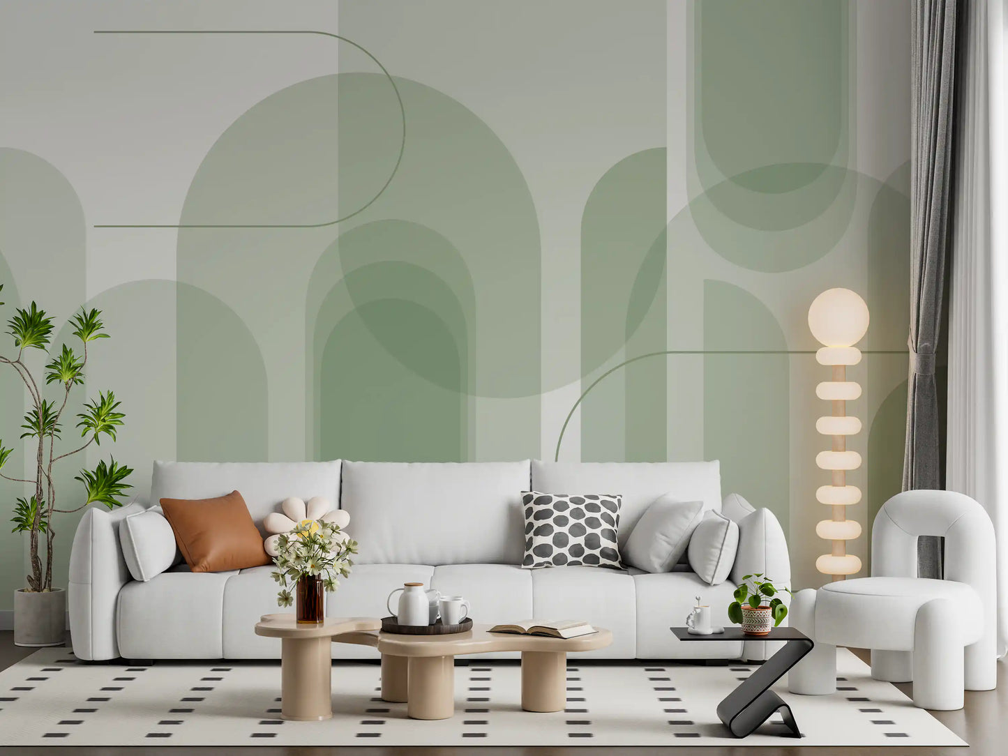 Sage Serenity Arches Wall Mural