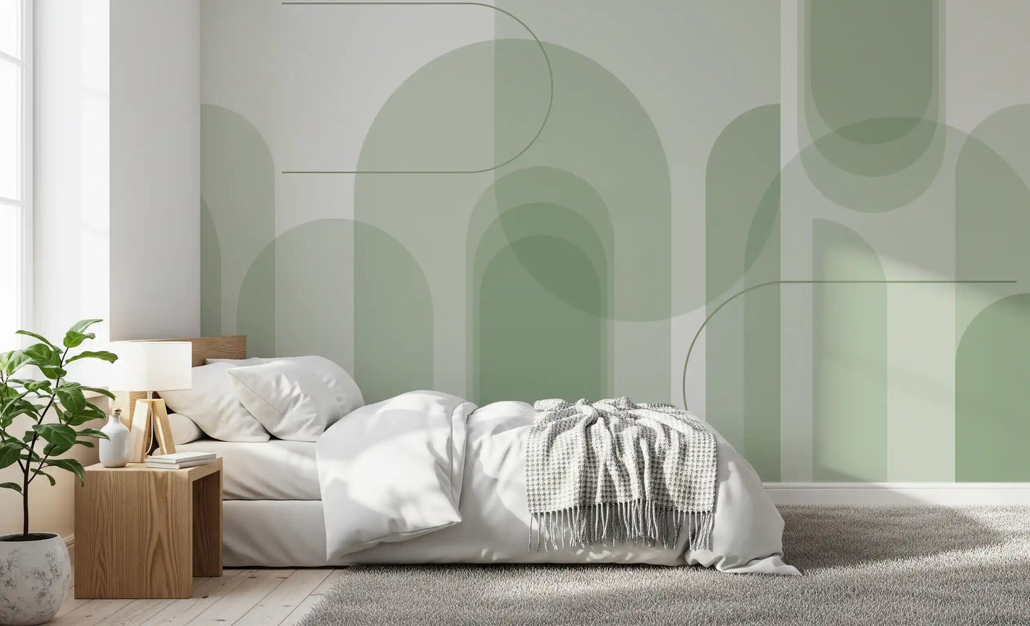 Sage Serenity Arches Wall Mural