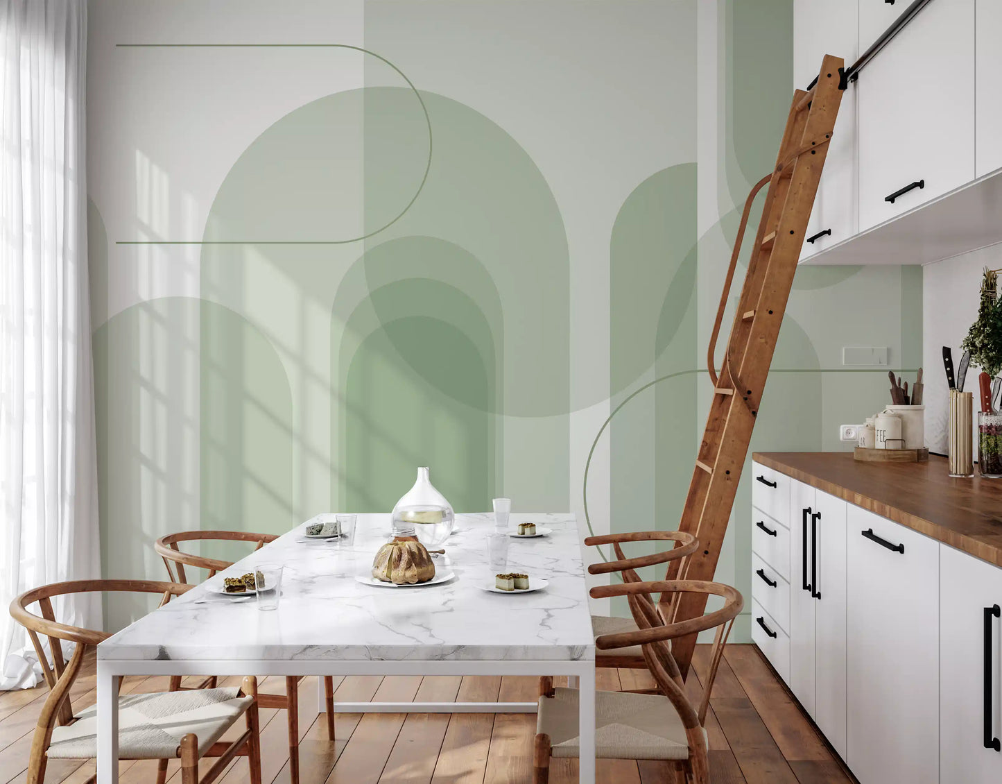 Sage Serenity Arches Wall Mural