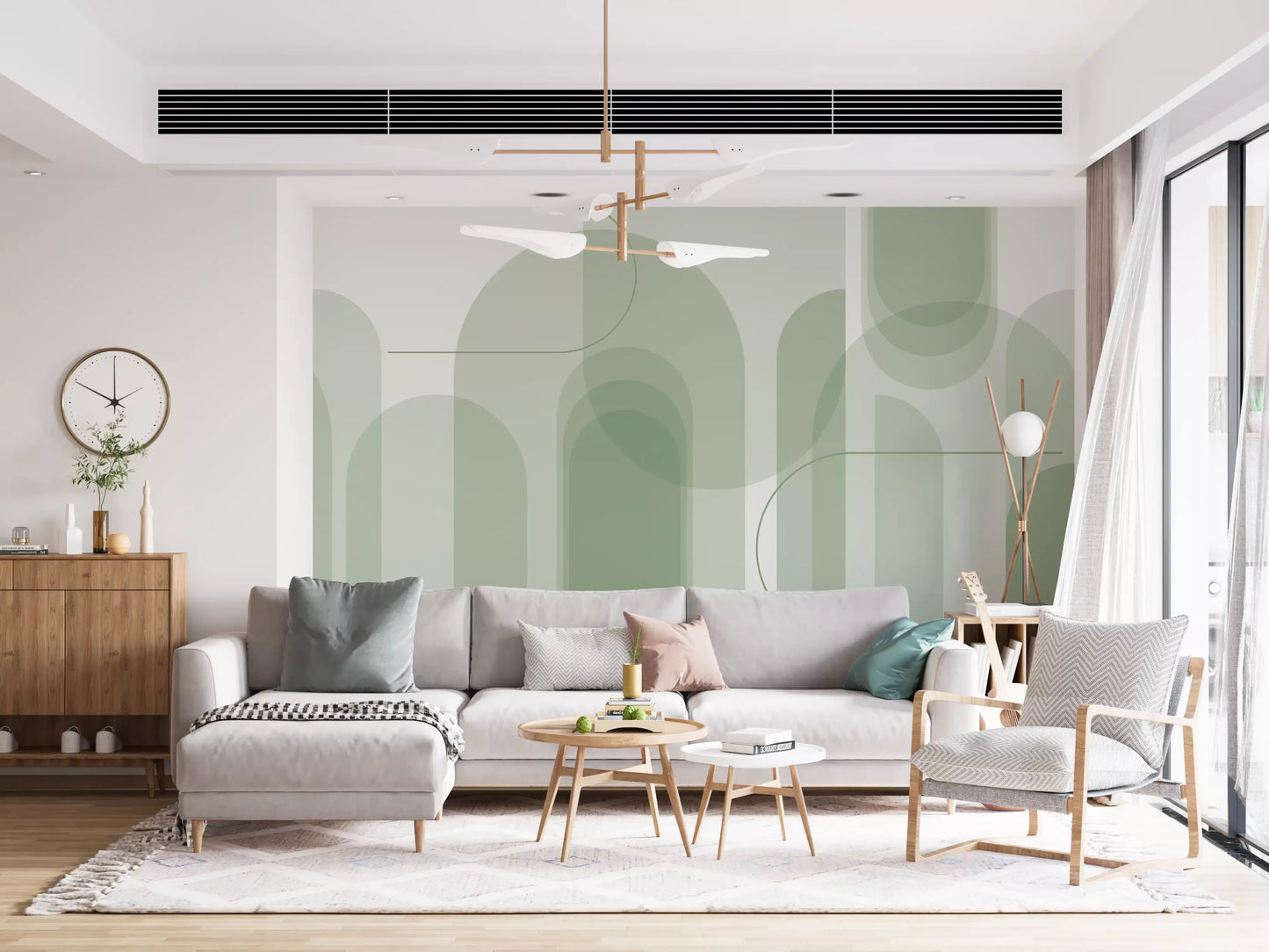 Sage Serenity Arches Wall Mural