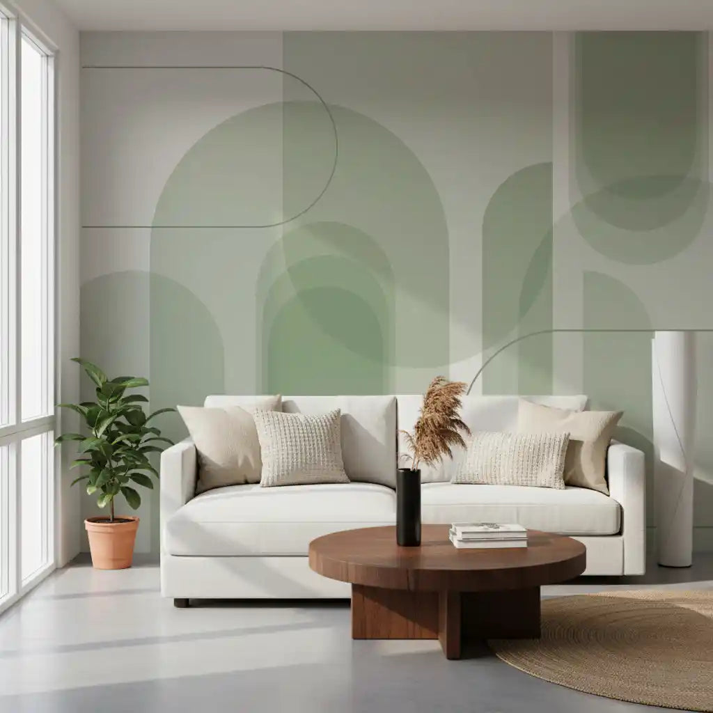 Sage Serenity Arches Wall Mural