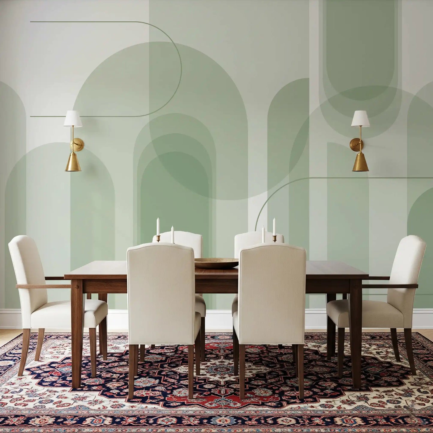 Sage Serenity Arches Wall Mural