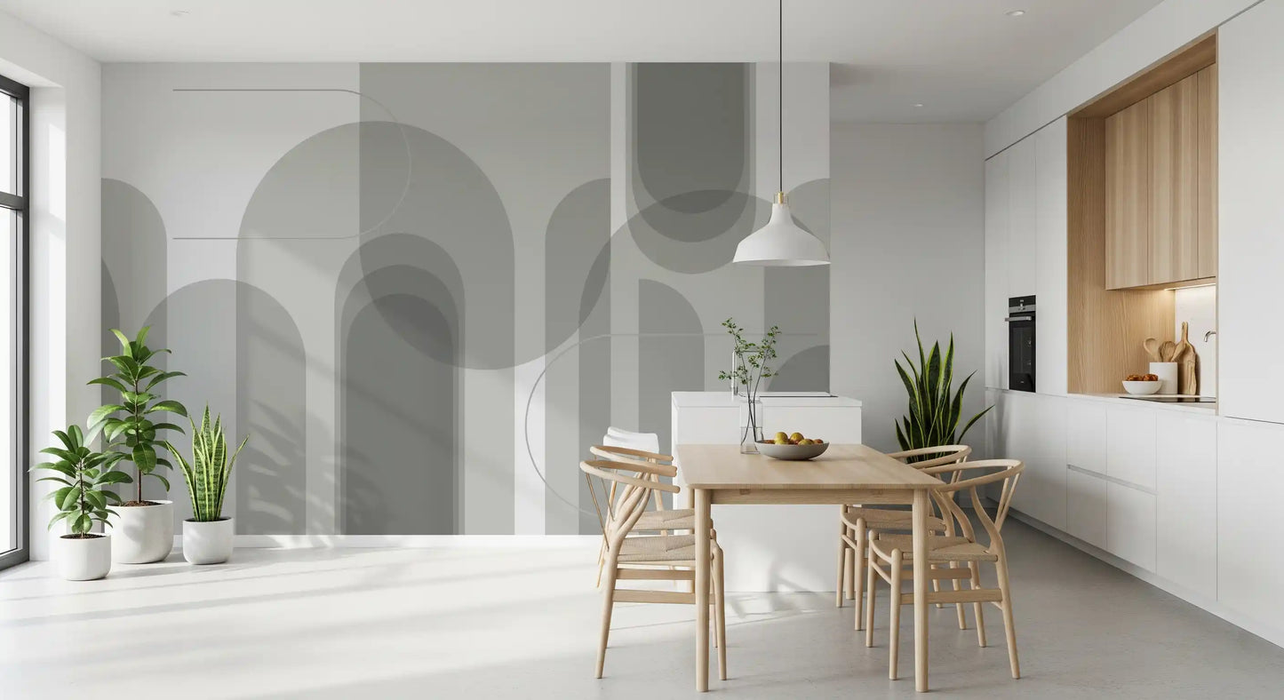 Abstract Grey Arches Wall Mural