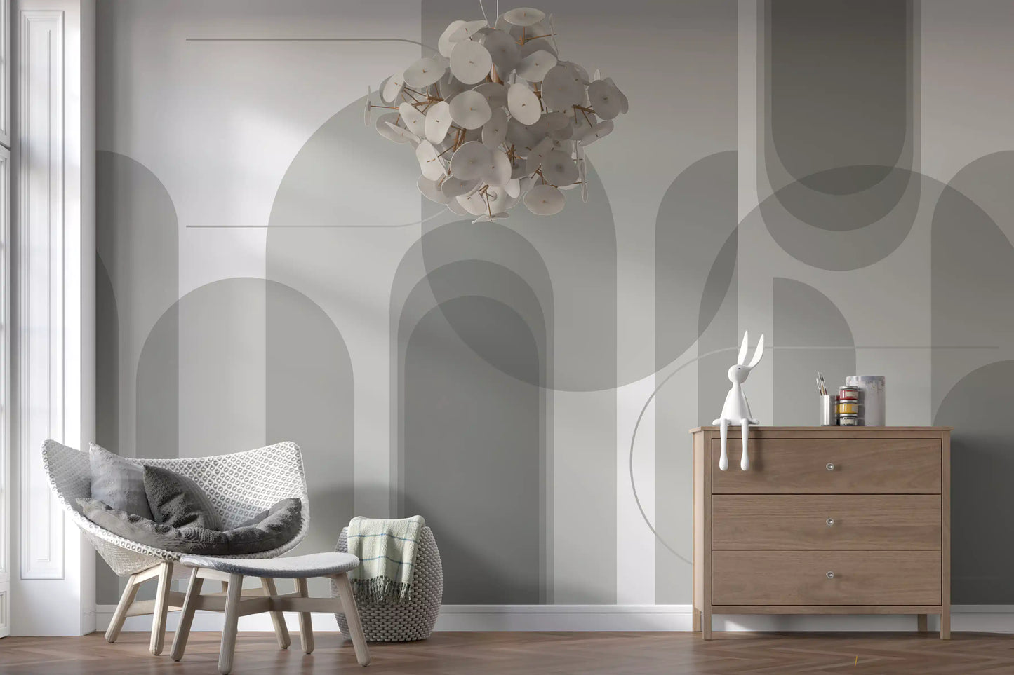 Abstract Grey Arches Wall Mural
