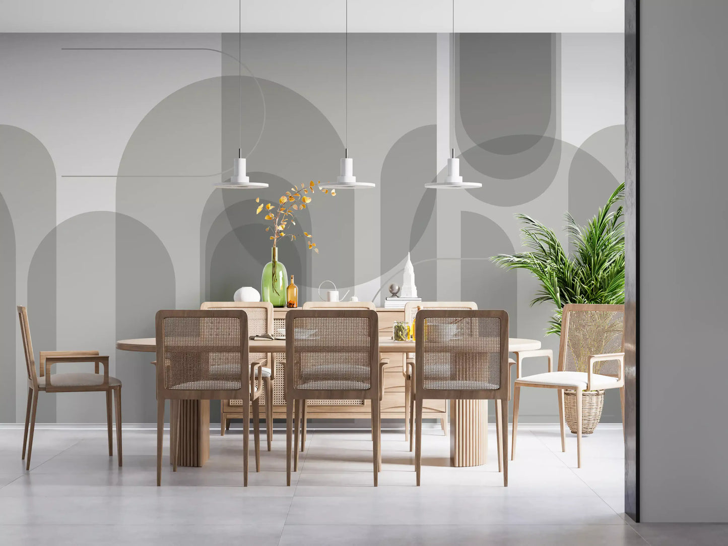 Abstract Grey Arches Wall Mural