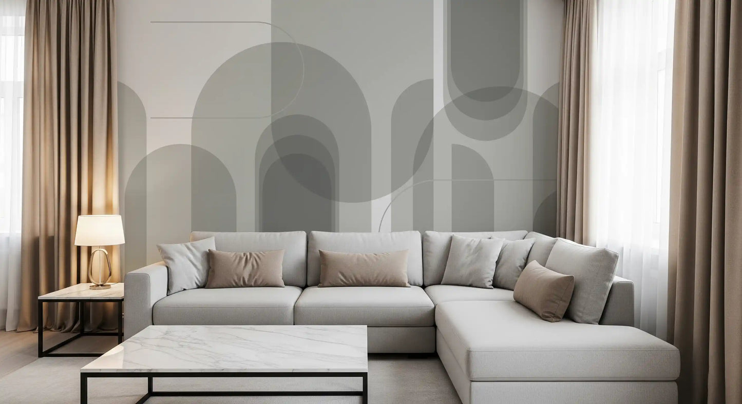 Abstract Grey Arches Wall Mural
