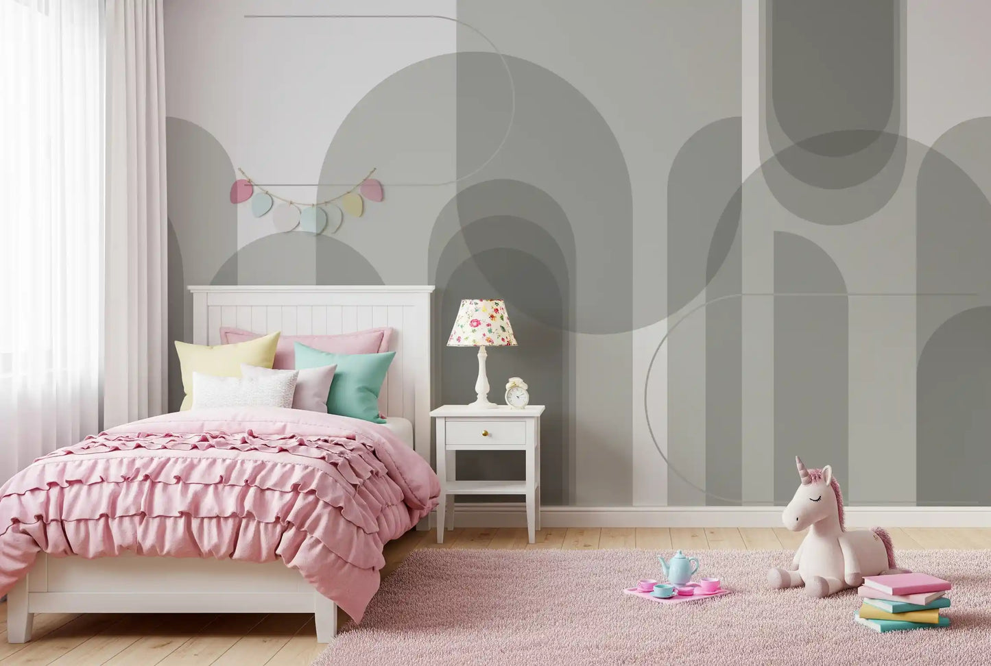 Abstract Grey Arches Wall Mural