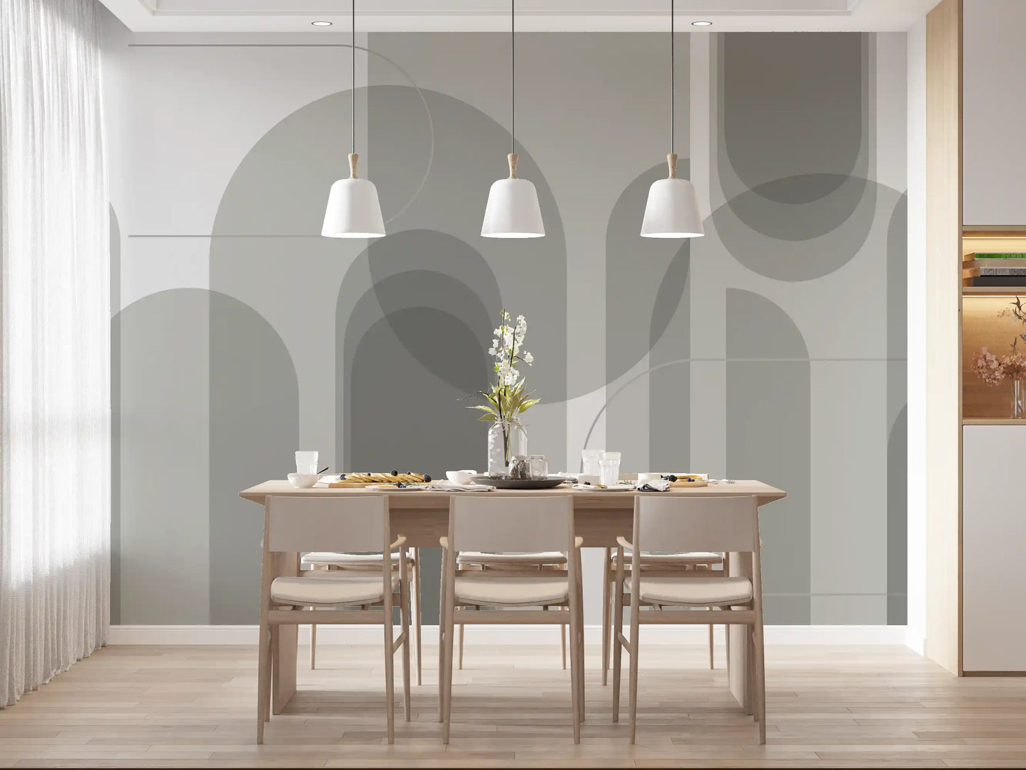 Abstract Grey Arches Wall Mural