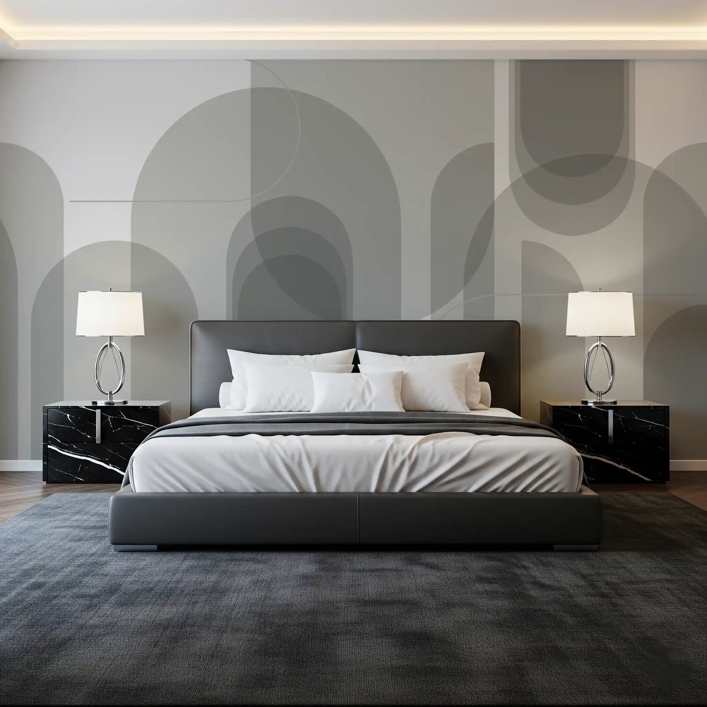 Abstract Grey Arches Wall Mural
