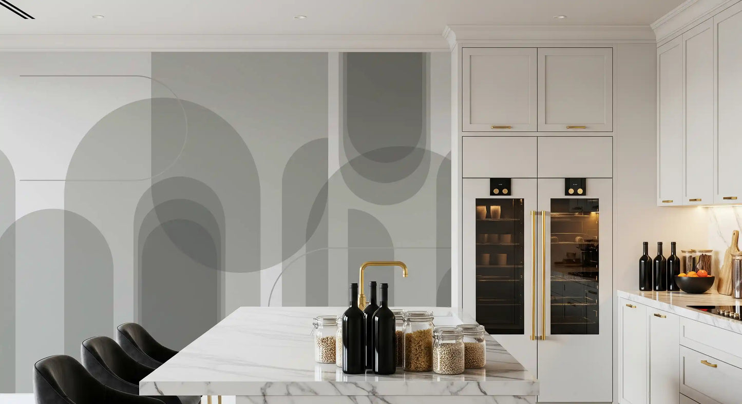 Abstract Grey Arches Wall Mural