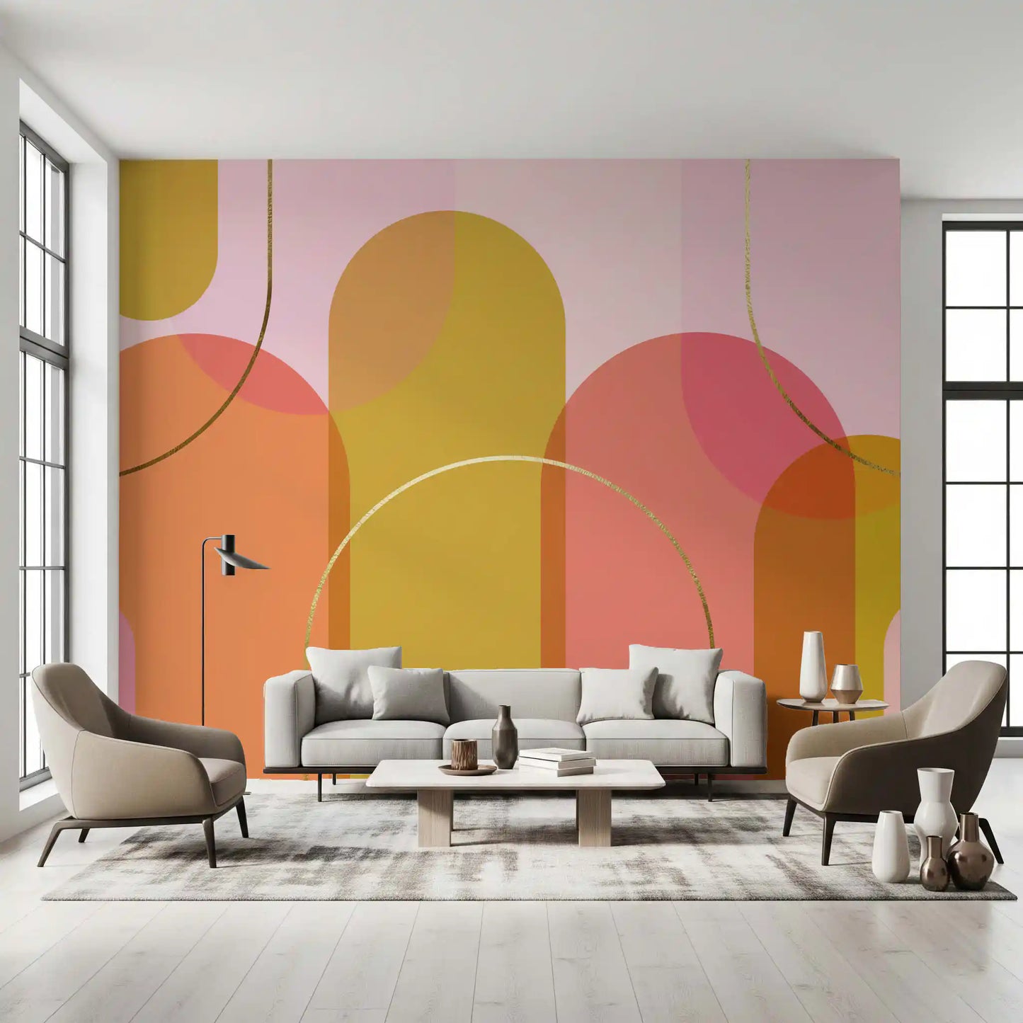 Golden Hour Geometry Wall Mural