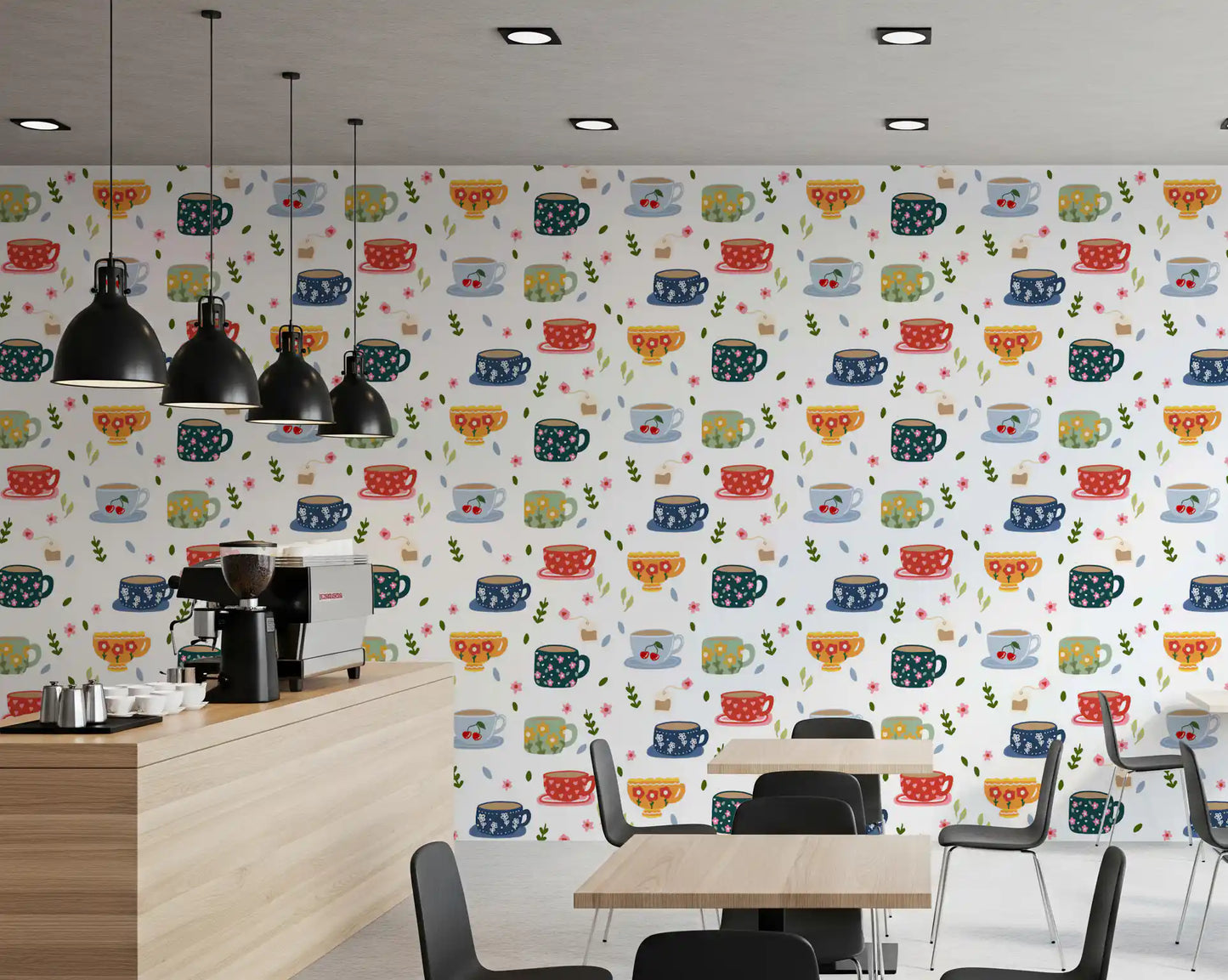 Coffee Cups and Flowers Wallpaper⁠