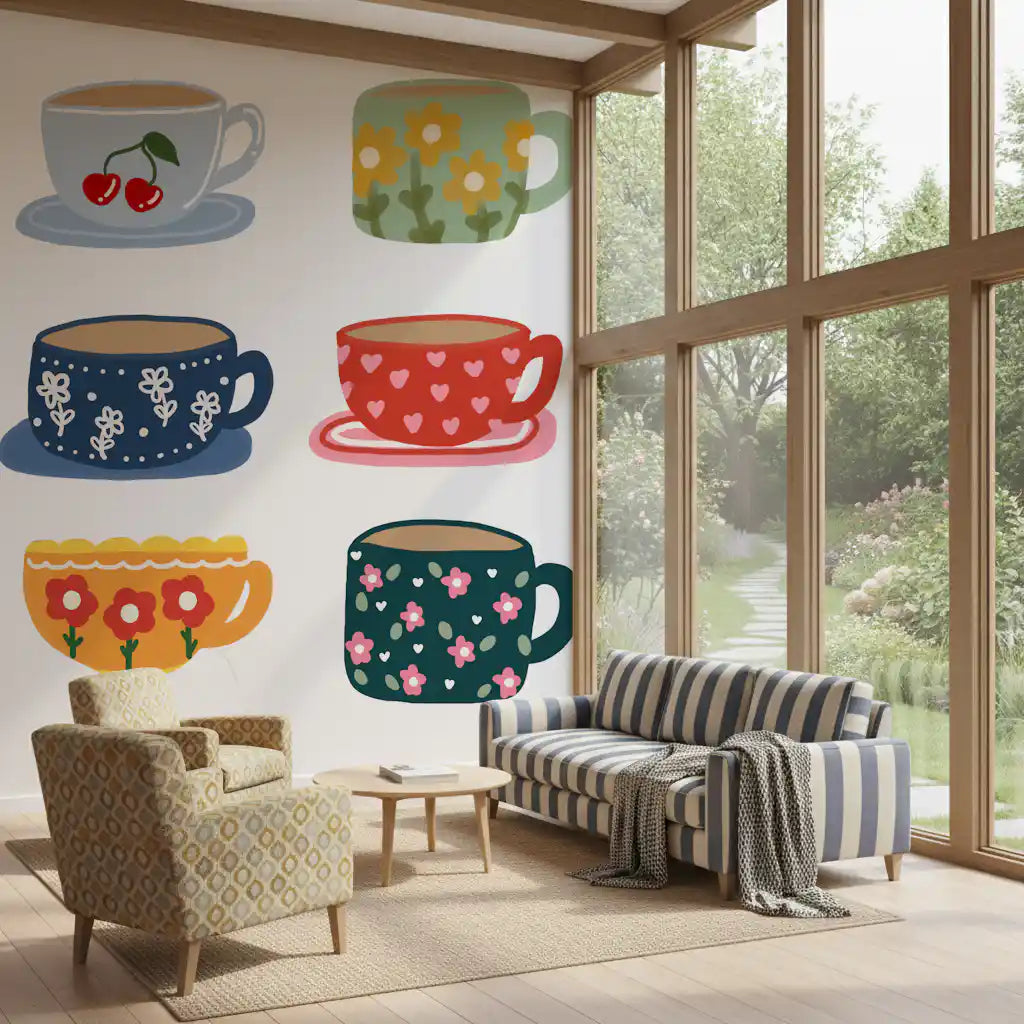 Tea Cups Wall Mural