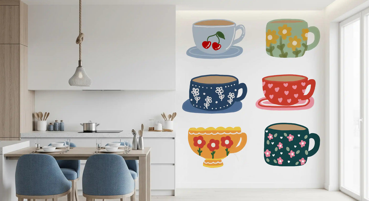 Tea Cups Wall Mural