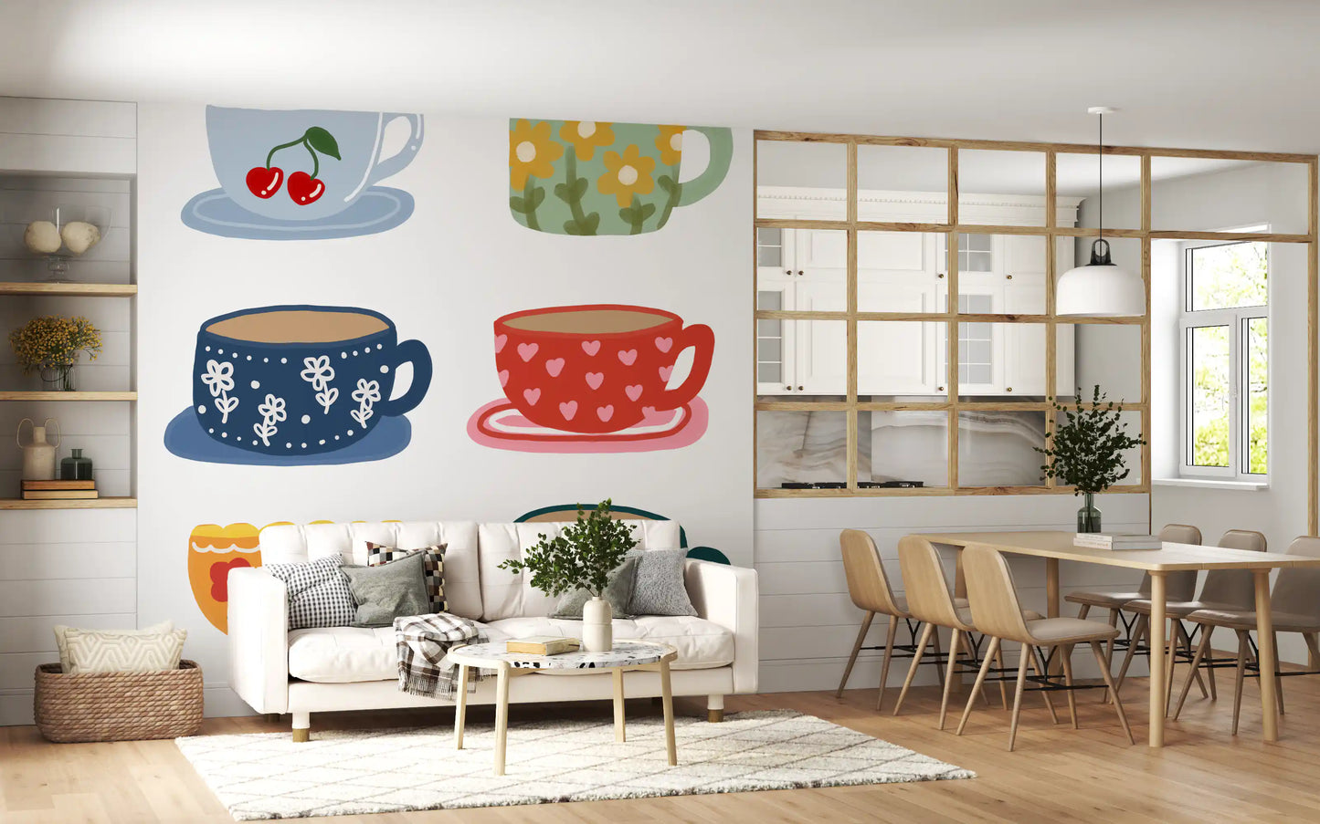 Tea Cups Wall Mural