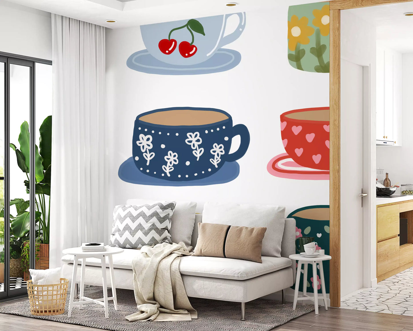 Tea Cups Wall Mural