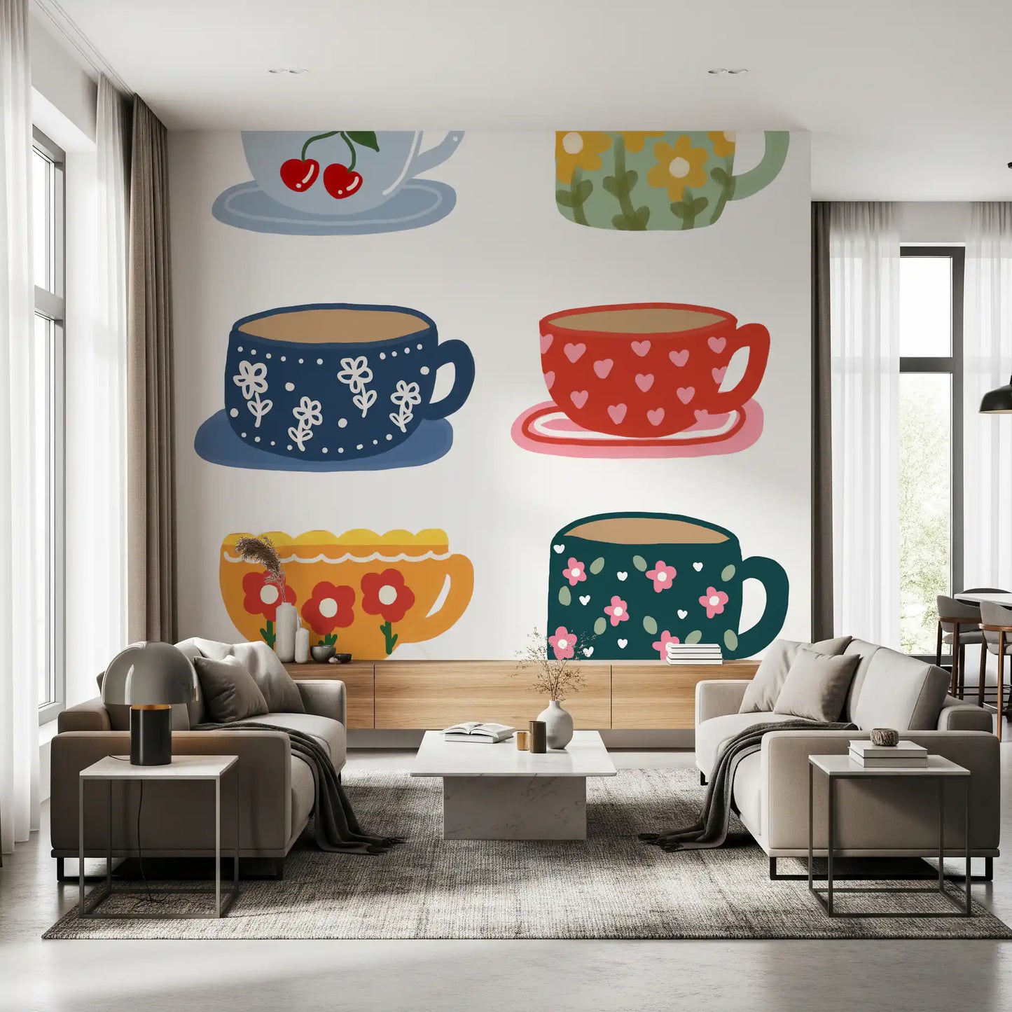 Tea Cups Wall Mural