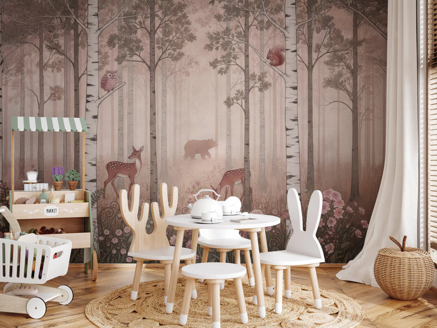 Forest Animals and Wildflowers –  Dawn Wall Mural