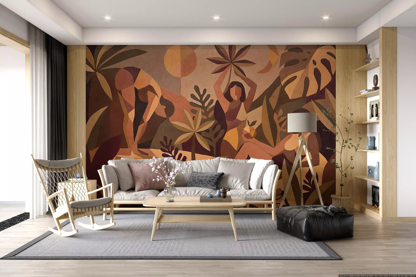 Amber Flora Wall Mural