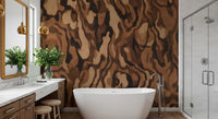 Earthy brown flowing wood texture wall mural with tan highlights., GD10371